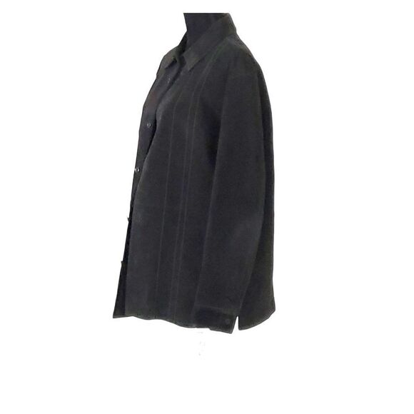 Liz Claiborne Women's Genuine Suede Shacket Shirt Jacket Button Down Blue Size L - Picture 7 of 8